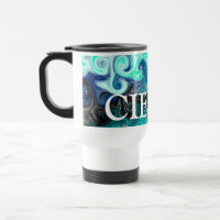 Personalisiertes Aquamarines Blau und Schwarzes Fl