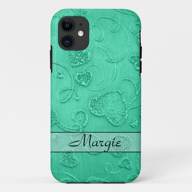 Personalisiertes Aquamarines Herz Designer iPhone  Case-Mate iPhone Hülle (Rückseite)