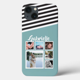 Personalisiertes Aquamarines Streifenmuster Schwar title_seo2