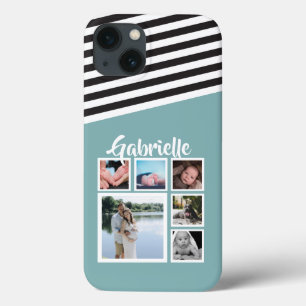 Personalisiertes Aquamarines Streifenmuster Schwar title_seo2