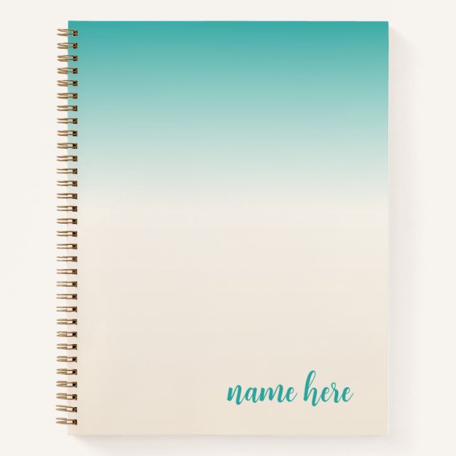 Personalisiertes Aquamarines und Beige-Notebook Notizbuch (Vorderseite)
