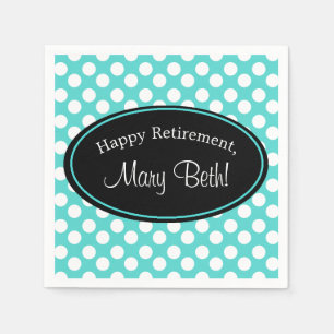 Personalisiertes Aquamarines und weißes Polka Dot  Serviette
