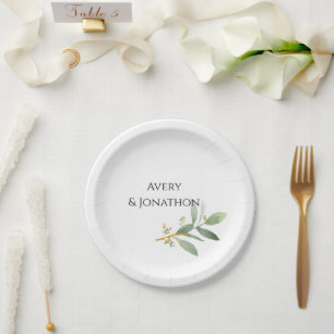 Personalisiertes Aquarell und Imitat Gold Pappteller