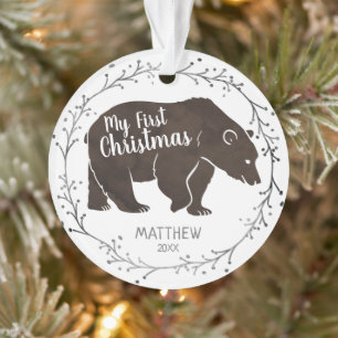 Personalisiertes Aquarellbär Baby Erste Weihnachts Ornament