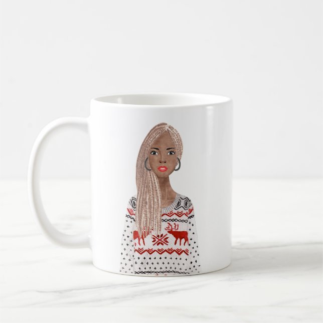 Personalisiertes Aquarellbild Weihnachten Tasse (Links)