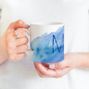 Personalisiertes Aquarellblau Kaffeetasse