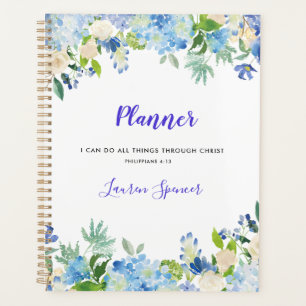 Personalisiertes Aquarellblumen Christlicher Plane Planer