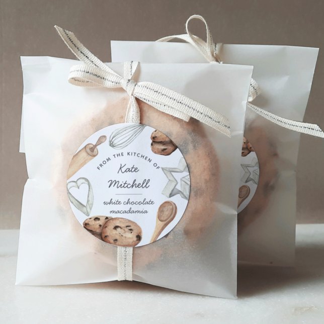 Personalisiertes Aquarellkoch Backen Runder Aufkleber (Von Creator hochgeladen)