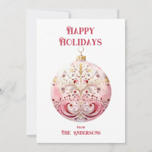 Personalisiertes Aquarellpinken Feiertagskarte