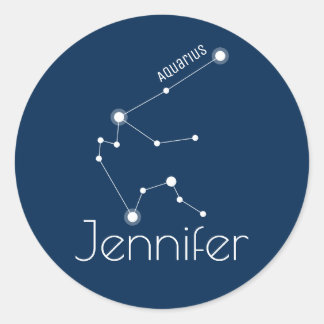 Personalisiertes Aquarius-Sternbild Runder Aufkleber