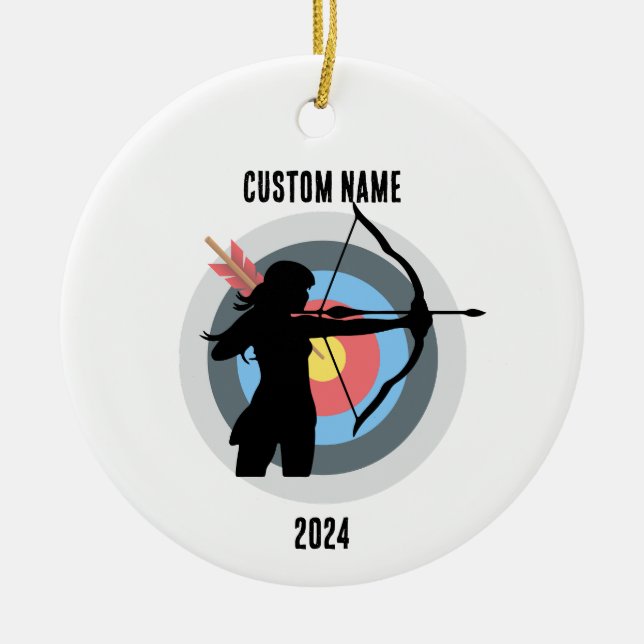 Personalisiertes Archery Girl Keramik Ornament (Vorne)