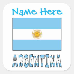 Personalisiertes Argentinien-Flagge-Quadrat-Label Quadratischer Aufkleber