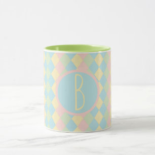 Personalisiertes Argyle-Frühlingsmuster in Pastell Tasse