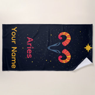 Personalisiertes Aries Astrologiezeichen Strandtuch