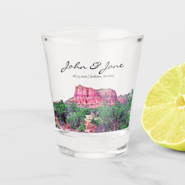 Personalisiertes Arizona Gestreiftes Gebirge Schie Schnapsglas (Vorderseite)