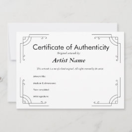 Personalisiertes Art-Deco-Echtheitszeugnis  Einladung