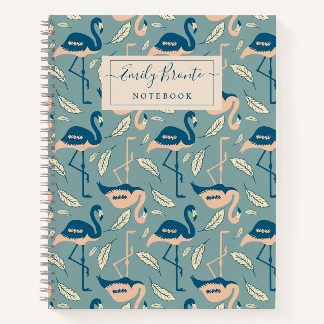 Personalisiertes Art Deco inspiriert Flamingo-Must Notizbuch (Vorderseite)