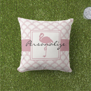 Personalisiertes Art Deco-Wellenmuster Rosa Flamin Kissen