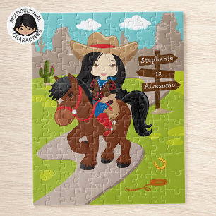Personalisiertes asiatisches Cowgirl Jigsaw Puzzle