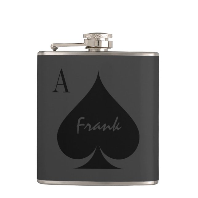 Personalisiertes Ass von Pik trinken Flasche Flachmann (Vorderseite)