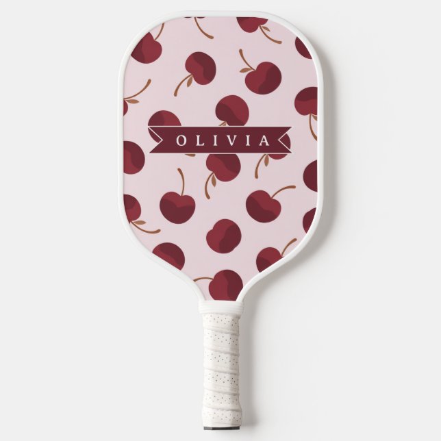 Personalisiertes Ästhetisches Kirschmuster Namensg Pickleball Schläger (Vorderseite)