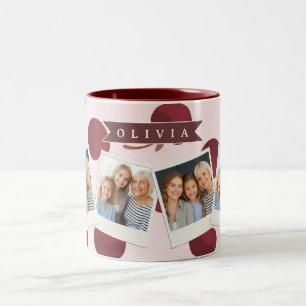 Personalisiertes Ästhetisches Kirschmuster Namensg Zweifarbige Tasse