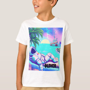 PERSONALISIERTES ASTRONAUTEN-STRAND-KINDER-T-SHIRT T-Shirt