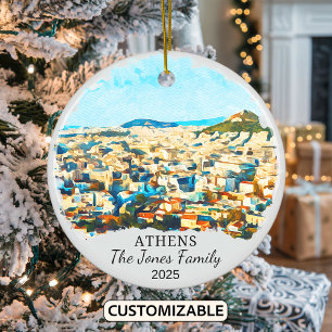 Personalisiertes Athen-Andenken, Geschenk aus Grie Keramik Ornament