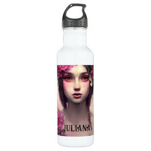 Personalisiertes ätherisches Mädchen mit rosa Somm Edelstahlflasche