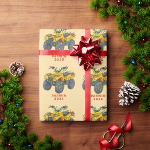 Personalisiertes ATV-Weihnachten Vierradler Ferien Geschenkpapier