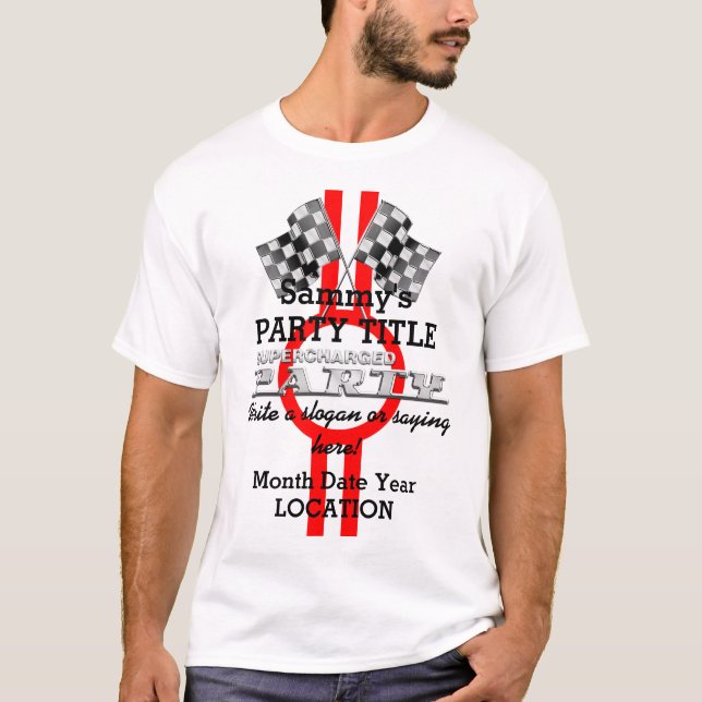 Personalisiertes aufgeladenes Party T-Shirt (Vorderseite)