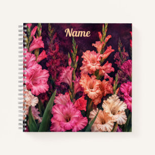 Personalisiertes August-Geburtsblumen-Gladiolen-Ta Notizbuch
