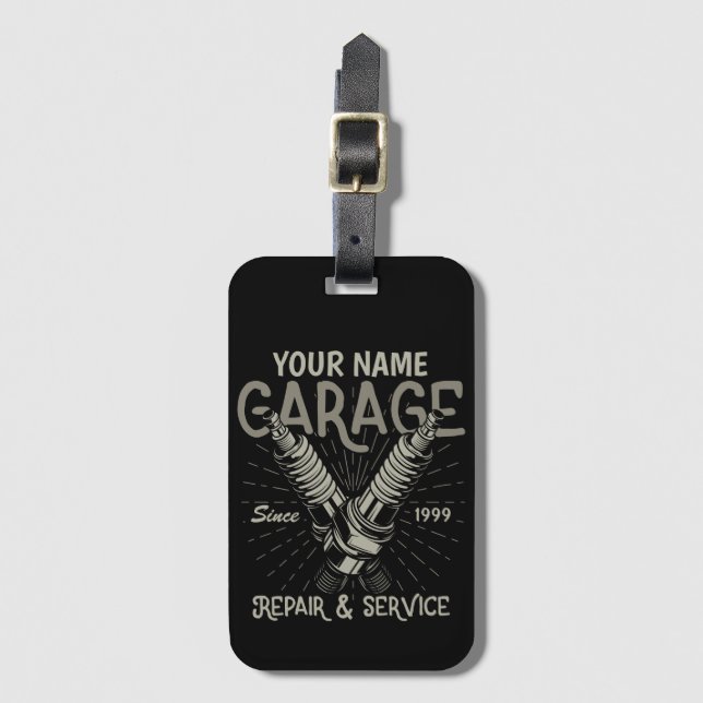 Personalisiertes Auto Mechanische Garage Retro Spa Gepäckanhänger (Vorderseite Vertikal)