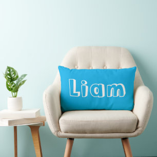 Personalisiertes Azure Blau Namens-Kinderzimmer Lendenkissen