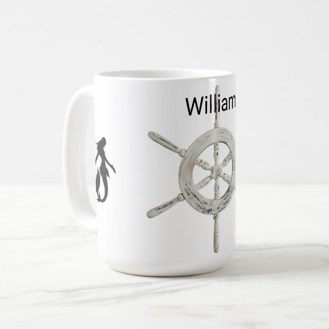 Personalisiertes B&W Helm mit Mermaids Kaffeetasse (Vorderseite Links)
