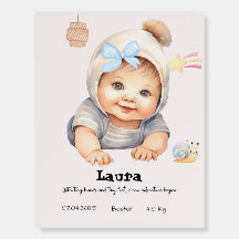 Personalisiertes Baby Birth Poster - Adorable Baby