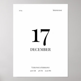 Personalisiertes Baby Birth Poster - Minimalistisc