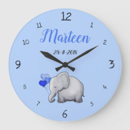 Personalisiertes Baby-Blau-niedliches Große Wanduhr