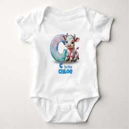 Personalisiertes Baby-Body – C steht für Kuh Baby Strampler