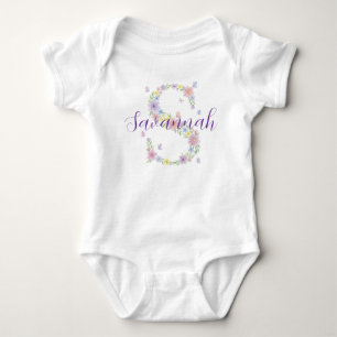 Personalisiertes Baby-Body mit floralem Buchstaben Baby Strampler