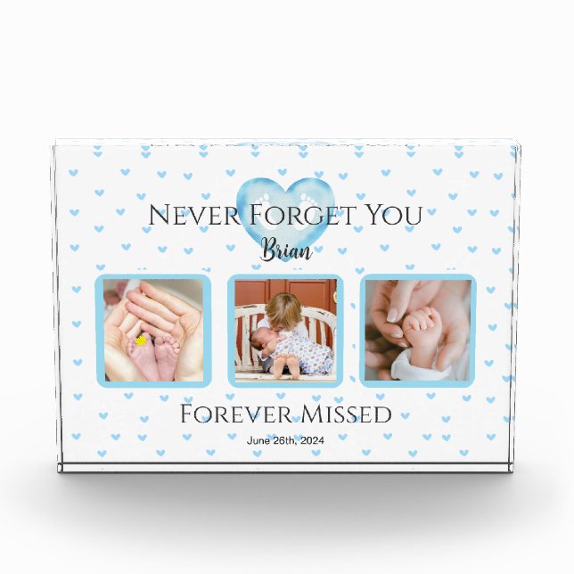 Personalisiertes Baby-Boy-Memorial-Foto Fotoblock (Vorderseite)