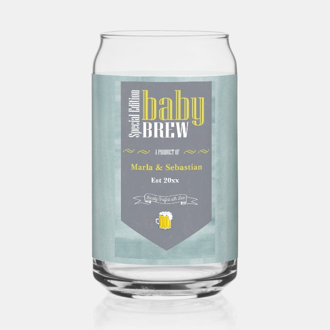 Personalisiertes Baby Brew Beer Label Sonnendusche Dosenglas (Vorderseite)