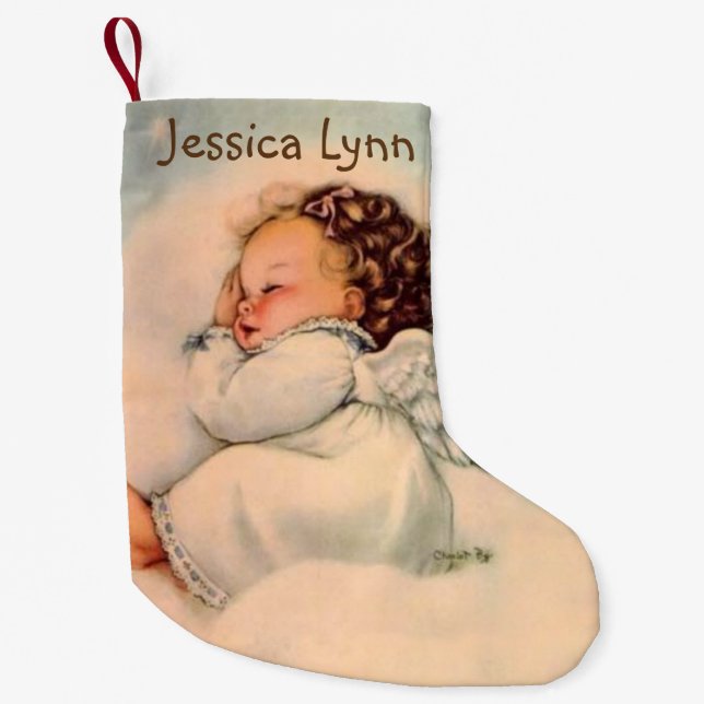 Personalisiertes Baby, das Engel Doppeltes Wings, Kleiner Weihnachtsstrumpf (Vorderseite)