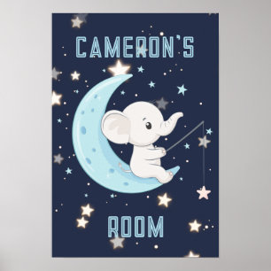 Personalisiertes Baby-Elefant-Fischen-4-Sterne-Pos Poster
