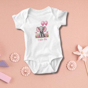 Personalisiertes Baby-Elefanten-Rosa-Baby-Party-Ge Baby Strampler