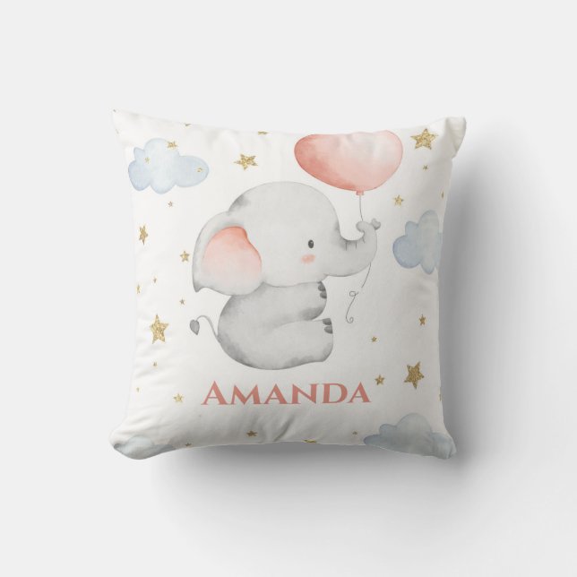 Personalisiertes Baby Elephant Kinderzimmer Custom Kissen (Vorderseite)