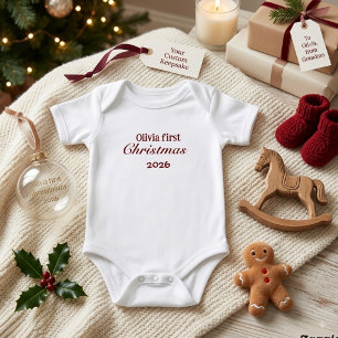 Personalisiertes Baby-Erstweihnachts-Body 2026 Baby Strampler