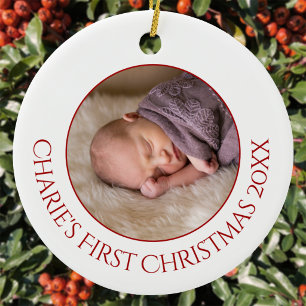 Personalisiertes Baby-Erstweihnachtsfoto Keramik Ornament