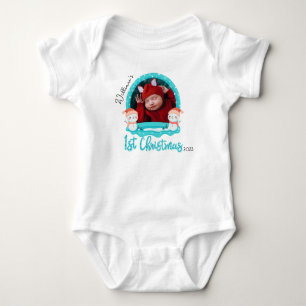 Personalisiertes Baby Foto Erste Weihnachtsfeier, Strampler