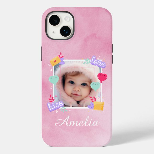 Personalisiertes Baby-Foto - Liebe, Kuss und Herz Case-Mate iPhone 14 Plus Hülle (Rückseite)